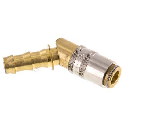 Brass DN 6 Mold Coupling Socket 9.5 mm Hose Pillar Unlocking Protection 45-deg