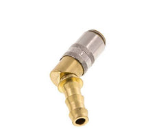 Brass DN 6 Mold Coupling Socket 9.5 mm Hose Pillar Unlocking Protection 45-deg