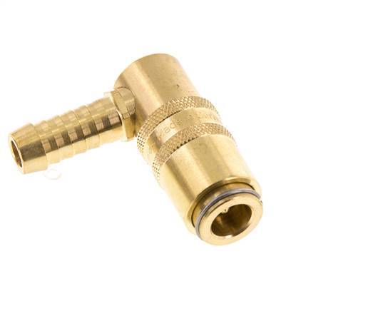 Brass DN 6 Mold Coupling Socket 9 mm Hose Pillar Double Shut-Off 90-deg