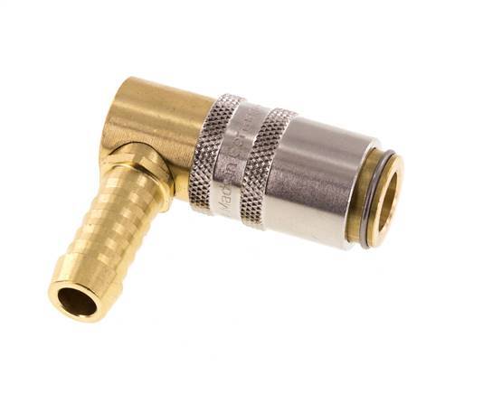 Brass DN 6 Mold Coupling Socket 9 mm Hose Pillar 90-deg