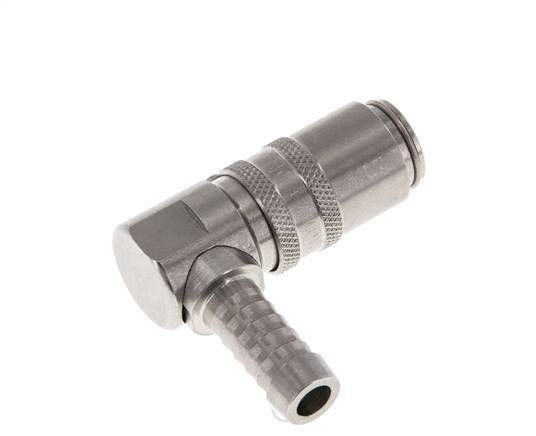 Stainless Steel DN 6 Mold Coupling Socket 9 mm Hose Pillar 90-deg