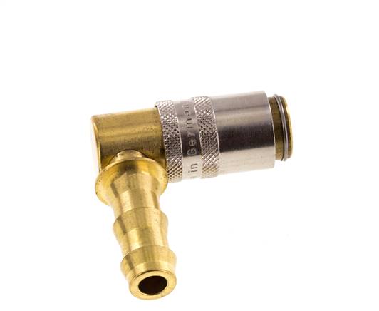 Latón DN 6 Enchufe de anclaje de manguera de 9,5 mm Protección de desbloqueo de 90 grados