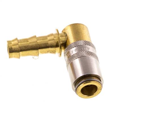 Latón DN 6 Enchufe de anclaje de manguera de 9,5 mm Protección de desbloqueo de 90 grados