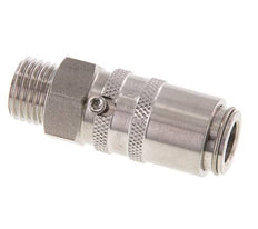 Acoplamiento de moldes de acero inoxidable DN 6 con rosca macho M14x1,5 de doble cierre
