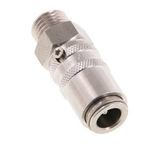 Acoplamiento de moldes de acero inoxidable DN 6 con rosca macho M14x1,5 de doble cierre
