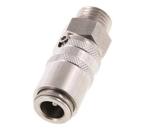 Acoplamiento de moldes de acero inoxidable DN 6 con rosca macho M14x1,5 de doble cierre