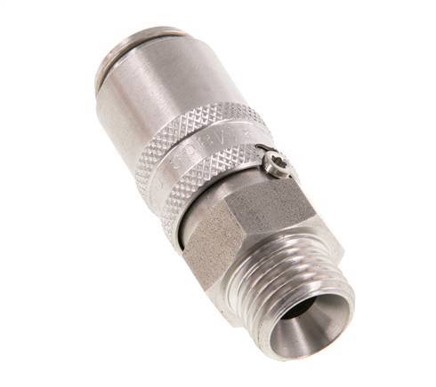 Acoplamiento de moldes de acero inoxidable DN 6 con rosca macho M14x1,5 de doble cierre