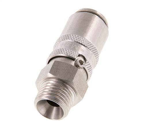 Acoplamiento de moldes de acero inoxidable DN 6 con rosca macho M14x1,5 de doble cierre