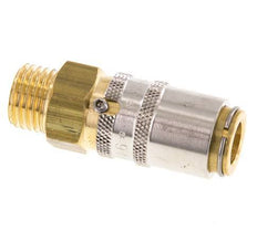 Acoplamiento de latón DN 6 con rosca macho M14x1,5 Protección de desbloqueo