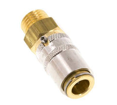Acoplamiento de latón DN 6 con rosca macho M14x1,5 Protección de desbloqueo