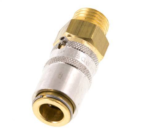Acoplamiento de latón DN 6 con rosca macho M14x1,5 Protección de desbloqueo