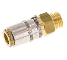 Acoplamiento de latón DN 6 con rosca macho M14x1,5 Protección de desbloqueo