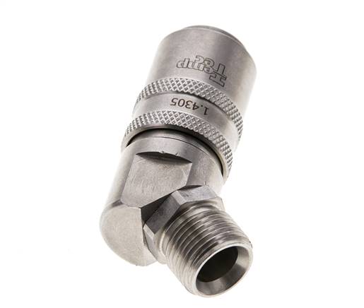 Acero inoxidable DN 9 Acoplamiento de moldes G 3/8 pulgadas rosca macho doble cierre 45 grados
