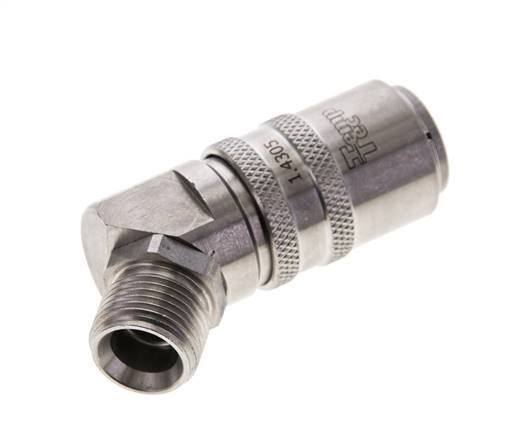 Acero inoxidable DN 9 Acoplamiento de moldes G 3/8 pulgadas rosca macho doble cierre 45 grados