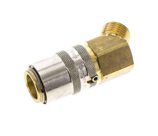 Latón DN 9 Acoplamiento de moldes Rosca macho M16x1,5 Protección de desbloqueo 45 grados