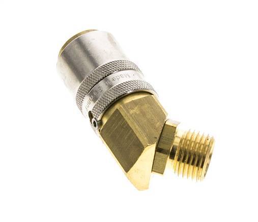 Latón DN 9 Acoplamiento de moldes Rosca macho M16x1,5 Protección de desbloqueo 45 grados