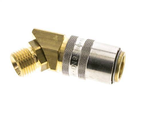 Latón DN 9 Acoplamiento de moldes Rosca macho M16x1,5 Protección de desbloqueo 45 grados