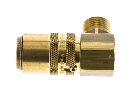 Latón DN 9 Acoplamiento de moldes Rosca macho M16x1,5 Protección de desbloqueo Doble cierre 90 grados