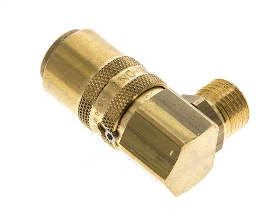 Latón DN 9 Acoplamiento de moldes Rosca macho M16x1,5 Protección de desbloqueo Doble cierre 90 grados