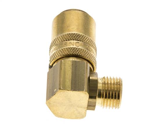 Latón DN 9 Acoplamiento de moldes Rosca macho M16x1,5 Protección de desbloqueo Doble cierre 90 grados