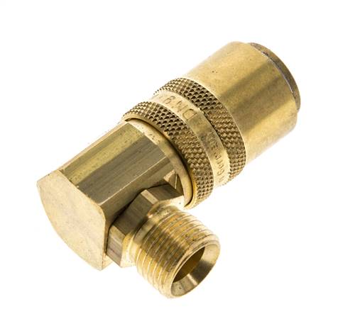 Latón DN 9 Acoplamiento de moldes Rosca macho M16x1,5 Protección de desbloqueo Doble cierre 90 grados