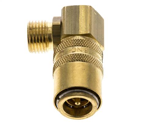 Latón DN 9 Acoplamiento de moldes Rosca macho M16x1,5 Protección de desbloqueo Doble cierre 90 grados