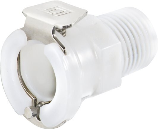 Acoplamiento POM DN 6.4 Linktech con rosca NPT macho de 1/4 de pulgada y doble cierre serie 40