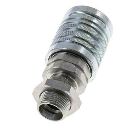 Acero DN 12.5 Acoplamiento hidráulico Enchufe 15 mm L Anillo de compresión Mampara ISO 7241-1 A/8434-1 D 20.5mm