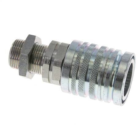 Acero DN 12.5 Acoplamiento hidráulico Enchufe 15 mm L Anillo de compresión Mampara ISO 7241-1 A/8434-1 D 20.5mm