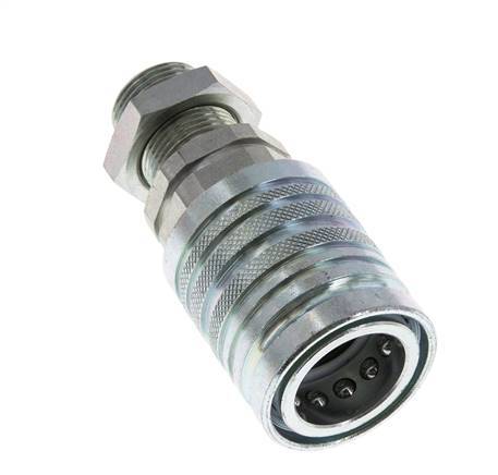 Acero DN 12.5 Acoplamiento hidráulico Enchufe 15 mm L Anillo de compresión Mampara ISO 7241-1 A/8434-1 D 20.5mm