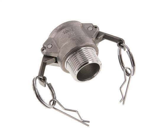 Acoplamiento de acero inoxidable Camlock DN 25 (1'') R 1'' Rosca Macho Tipo B MIL-C-27487
