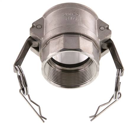 Acoplamiento de acero inoxidable Camlock DN 50 (2'') Rp 2'' Rosca Hembra Tipo D MIL-C-27487