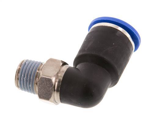 Codo de 90 grados de 12mm x R1/4'' con rosca macho Latón/PA 66 NBR de manguito corto giratorio [2 piezas]
