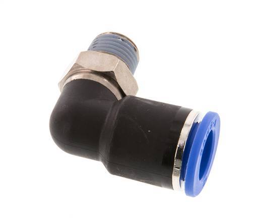Codo de 90 grados de 12mm x R1/4'' con rosca macho Latón/PA 66 NBR de manguito corto giratorio [2 piezas]