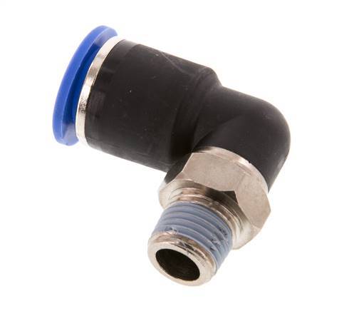 Codo de 90 grados de 12mm x R1/4'' con rosca macho Latón/PA 66 NBR de manguito corto giratorio [2 piezas]