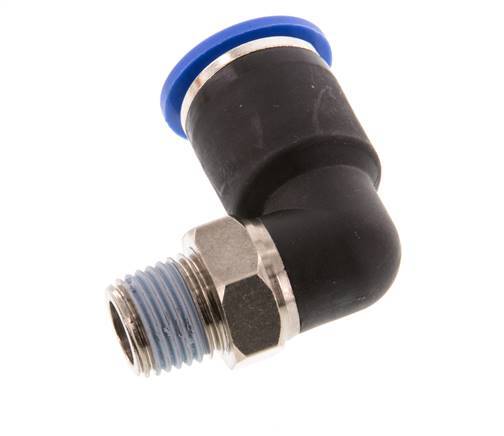 Codo de 90 grados de 12mm x R1/4'' con rosca macho Latón/PA 66 NBR de manguito corto giratorio [2 piezas]