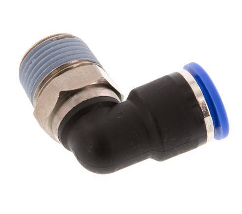 Codo de 90 grados 10mm x R3/8'' con rosca macho Latón/PA 66 NBR Manguito corto giratorio [2 piezas]