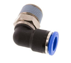 Codo de 90 grados 10mm x R3/8'' con rosca macho Latón/PA 66 NBR Manguito corto giratorio [2 piezas]