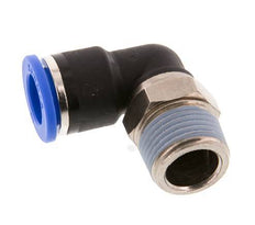 Codo de 90 grados 10mm x R3/8'' con rosca macho Latón/PA 66 NBR Manguito corto giratorio [2 piezas]