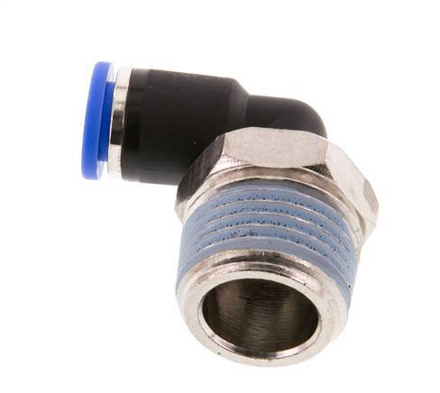 Codo de 90 grados de 8mm x R1/2'' con rosca macho latón/PA 66 NBR giratorio [2 piezas]