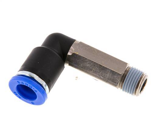 Codo de 90 grados de 8mm x R1/8'' con rosca macho latón/PA 66 NBR de manguito largo giratorio [2 piezas]