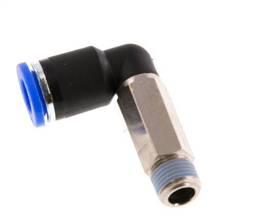 Codo de 90 grados de 8mm x R1/8'' con rosca macho latón/PA 66 NBR de manguito largo giratorio [2 piezas]