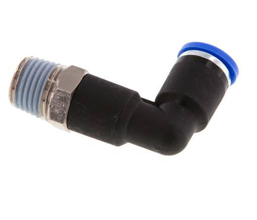 Codo de 90 grados de 8mm x R1/4'' con rosca macho latón/PA 66 NBR cuerpo largo giratorio [2 piezas]