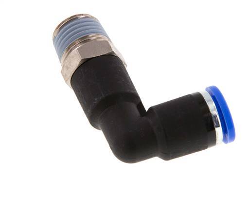 Codo de 90 grados de 8mm x R1/4'' con rosca macho latón/PA 66 NBR cuerpo largo giratorio [2 piezas]