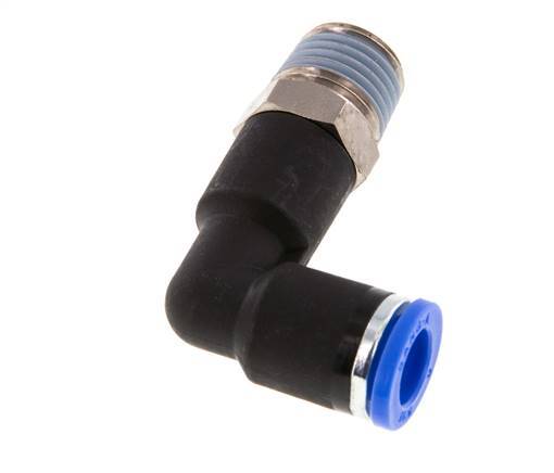 Codo de 90 grados de 8mm x R1/4'' con rosca macho latón/PA 66 NBR cuerpo largo giratorio [2 piezas]
