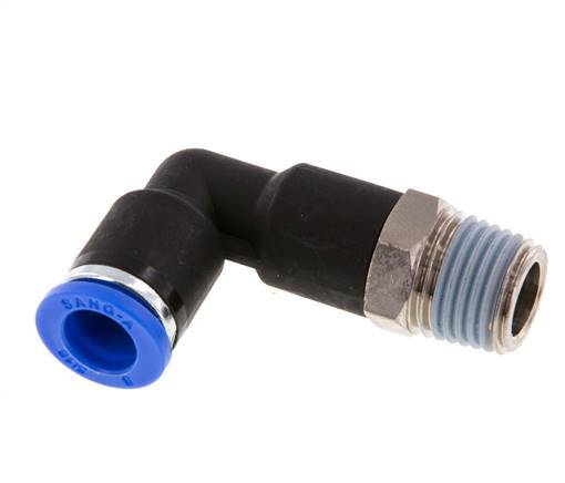 Codo de 90 grados de 8mm x R1/4'' con rosca macho latón/PA 66 NBR cuerpo largo giratorio [2 piezas]