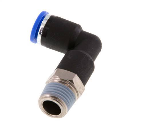 Codo de 90 grados de 8mm x R1/4'' con rosca macho latón/PA 66 NBR cuerpo largo giratorio [2 piezas]