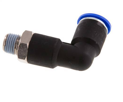 Codo de 90 grados 12mm x R1/4'' con rosca macho latón/PA 66 NBR cuerpo largo giratorio [2 piezas]