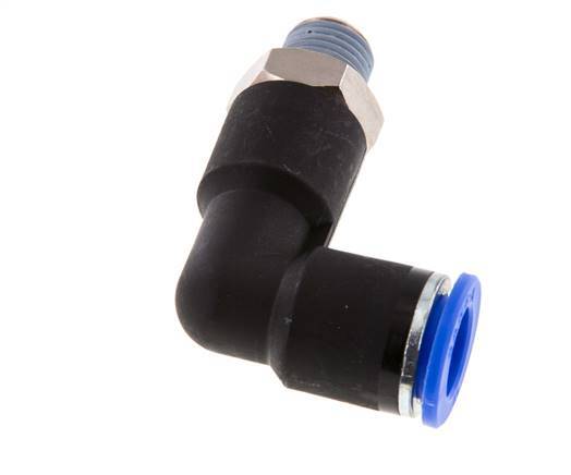 Codo de 90 grados 12mm x R1/4'' con rosca macho latón/PA 66 NBR cuerpo largo giratorio [2 piezas]