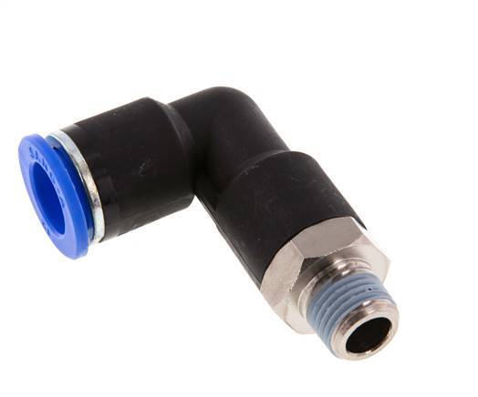 Codo de 90 grados 12mm x R1/4'' con rosca macho latón/PA 66 NBR cuerpo largo giratorio [2 piezas]